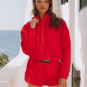 Daily Drills Red Nylon Windbreaker, XS/S